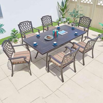 China Water Proof Comfortable garden cast aluminum furniture outdoor dining sets with long table for sale