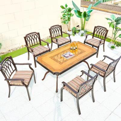 China Water Proof Popular patio cast aluminum chairs dining sets outdoor  dining set with table and chair  for garden for sale