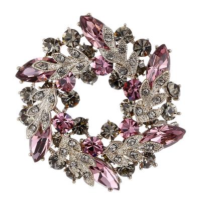 China Crystal Luxury Diamante Bauhinia Brooch Wholesale Korean Style Women Rhinestone Brooch Pin Pins for sale