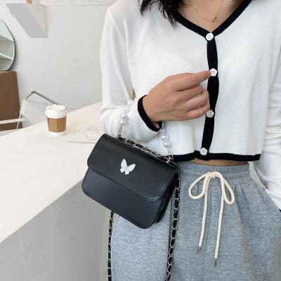 China Hot New Retro Fashoion Pearl Handbag Butterfly Cross - Square Body Bag Chain Bag Small for sale