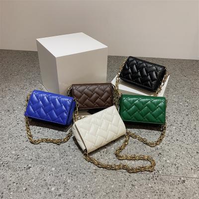 China New Waterproof Border Lingge Bags Women's Fashion Small Perfume Shoulder Bags Thick Chain Embroidered Handbags for sale