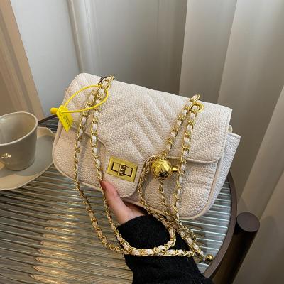 China Lady's Lock Small Bag Small wind gold ball shoulder bag waterproof new small scented rhombic chain bag for sale