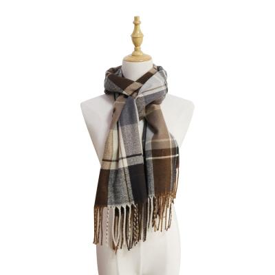 China Wholesale 2021 unisex newly designed fashionable unisex men and women warm checked woven scarf/shawl with fringes for sale