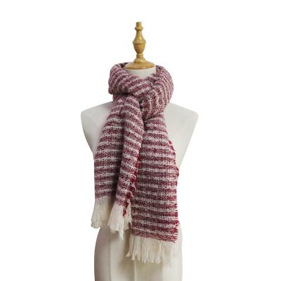 China Keeping Directly Constructed Of Fashionable Female Warm Fine Scarf Warm Striped Shawl With Tassels for sale