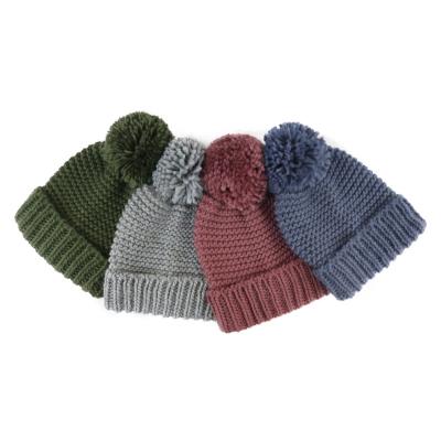 China COMMON Directly Built Newly Sold Fashionable Big Pompom Knitted Beanie Hat Unisex Hot for sale