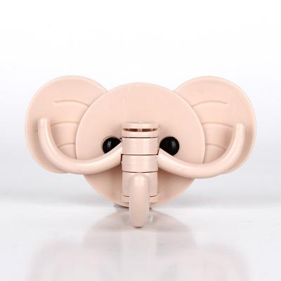 China Stored strong squishy seamless hook of three fashion cartoon elephant hooks 180 degree rotatable three claw hook for sale