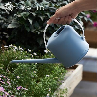 China Garden Fashion Simple Design Blue Matte Garden Spray Kettle Plastic Watering Cans for sale