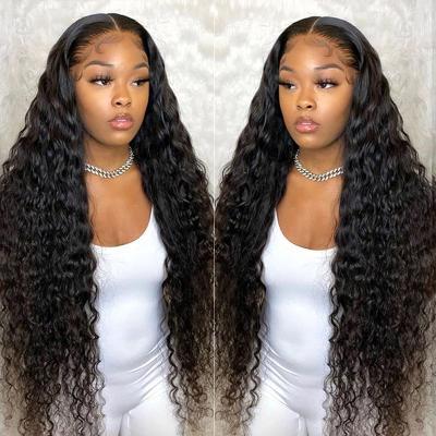 China Deep Wave Hd Lace Front Wig Raw Virgin Hair 40 Inch Full Lace Front Wig Brazilian Deep Wave Mink Hair Closure Wig With Baby Hair for sale