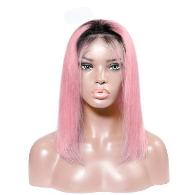 China Swiss Blonde Gray Hot Pink Neon Purple Blue Pink Ombre Bob Wig Human Hair Short 1B 613 BOB 1b/Pink Lace Front Human Hair Bob Wig for sale