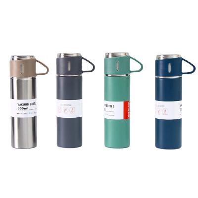 China 2022 New Arrival Business Travel Drinkware Business Gift Mug Wall Vacuum Double Flask Set Cup Travel Mugs With 3 Lids for sale