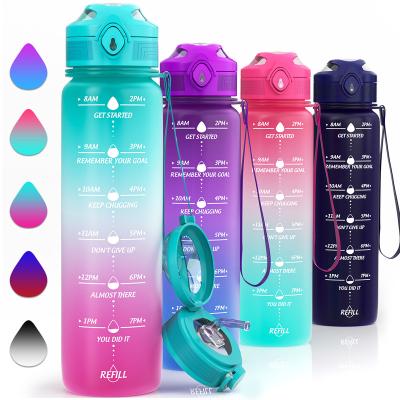 China Custom logo cup spring cover gradual change water bottle portable frosting motivational fitness sublimation sports water bottles viable for sale