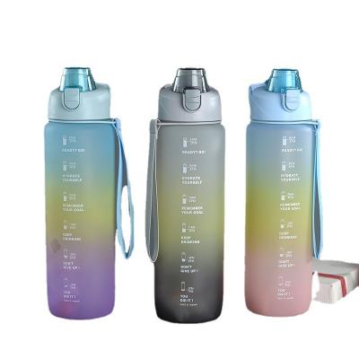 China Wholesale 32oz Gallon Water Bottle Fitness Sports Viable Motivational Plastic Water Bottle With Weather Marker Flip Top With Rop Leakproof for sale