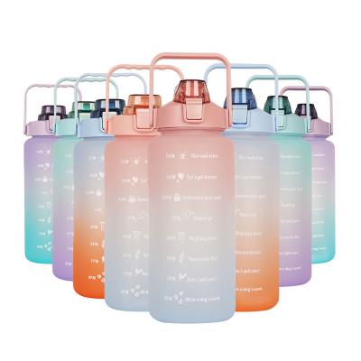 China Sustainable Reusable Kids Gym Sports Motivational Frosted Plastic Water Bottle With Time Marker With Straw for sale