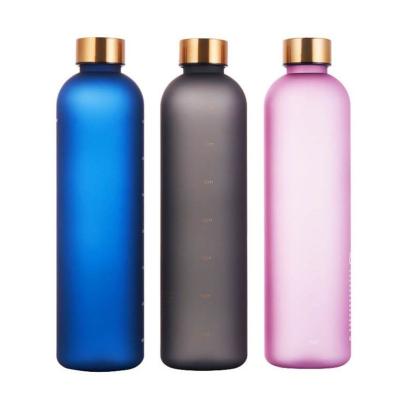 China Viable best seller 1000ml water bottle with date/time band 1 liter reusable frosted water bottle for sale