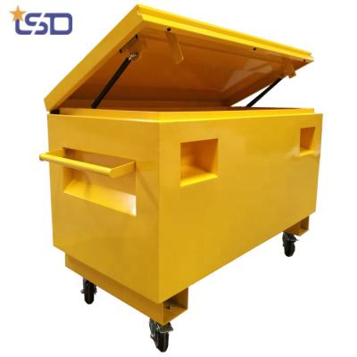 China Dustprooof Construction Site Shockproof Super Heavy Duty Mobile Yellow Steel Tool Box With Wheel Caster for sale