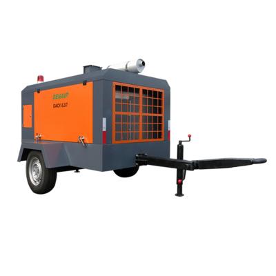 China Hot Selling Lubricated Mobile Small Screw 185 CFM Portable Diesel Engine Driven Air Compressor for sale