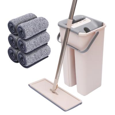 China Microfiber Stored Microfiber Floor Squeeze Flat Hand Mop Bucket Hand Foldable Foldable Cleaning Mops for sale