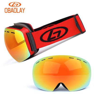 China High Hardness OBAOLAY Sports Custom OEM Wholesale Ski Goggle Custom Made Ski Glasses Protective Ski Goggles Anti Fog UV400 for sale