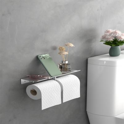 China Modern Wall Mounted Detachable Double Sided Paper Space Roll Space Toilet Aluminum Material Bathroom Table With Paper Towel Holder for sale