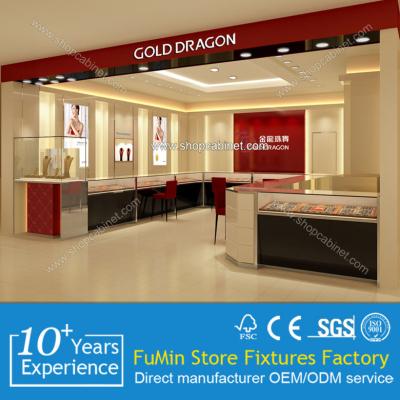 China Luxurious Wooden Jewelry Display Showcases With LED lights for jewelry store for sale