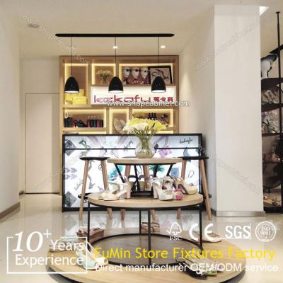 China Wooden display counter and showcase and cabinet for shoes and bags for sale