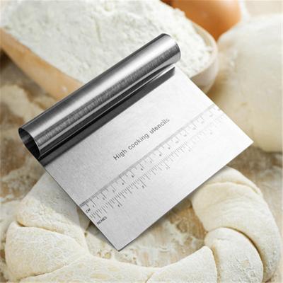 China Sustainable Scraper Chopper Pastry Pizza Cutter Slicer of Stainless Steel Dough with Mirror Polished Measuring Scale for sale