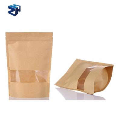 China Recyclable Wholesale Kraft Paper Zipper Bag With Clear Window for sale