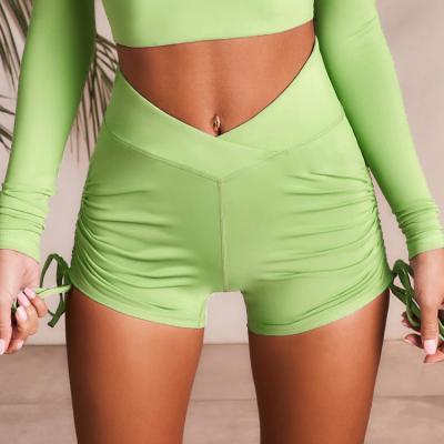 China Solid Color Breathable Tight Fitting Sports Drawstring Fitness Casual Shorts for sale