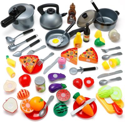 China Toyard Playset Educational Plastic Kitchenware Accessories Kitchen Plastic Baking Toys Pretend Play Set Tableware Diy Suitcase for sale