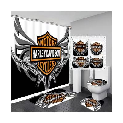 China Sustainable Economic Custom Design Shower Curtain Sets For Men With Non-Skid Covers for sale