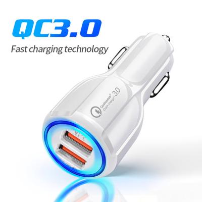 China Fast Charging Car Charger Cigarette Lighter QC3.0 USB Car Charger Full Dual Stereo Bowling 6A Protocol for sale