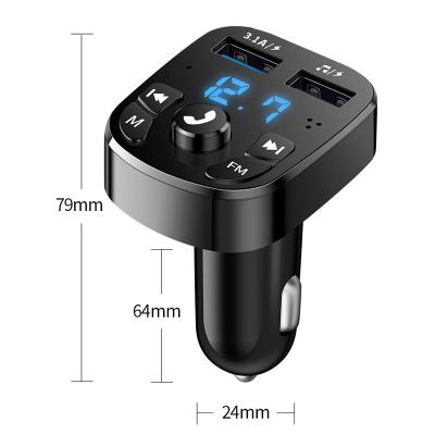 China BT-compatible Version 5.0 FM Transmitter Car Stereo Kit Card Car Charger Quick Player with QC3.0 Dual USB Voltmeter and AUX IN/OUT. for sale