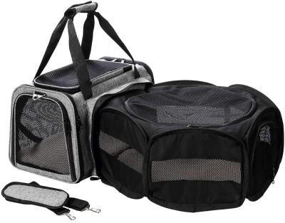 China FREE SAMPLE Expandable Pet Carrier Luxury Soft-sided Expandable Pet Travel Carrier Breathable For Dog Cat for sale