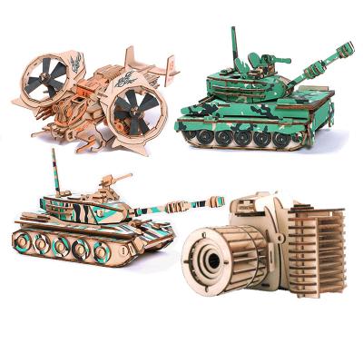 China 100% Tank Eco-friendly 3d Models Customize Diy Wooden Puzzle Hot Sale Educational Toys Fancy Toys Brain Teaser for sale