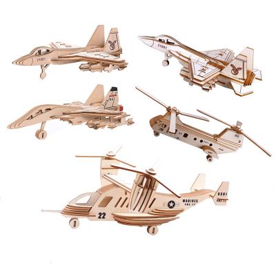 China 100% Eco-friendly Mini Size Wooden 3d Puzzle Airplane Series Puzzle Toys Korean for sale