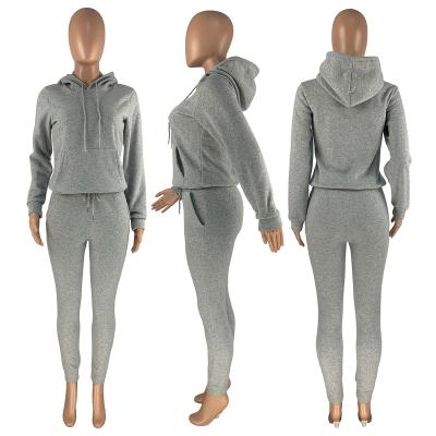 China Breathable 2022 Wholesale custom logo casual 2 piece suit ladies hoodie crop top top quality cotton high waist sweatpants and hoodie set for sale