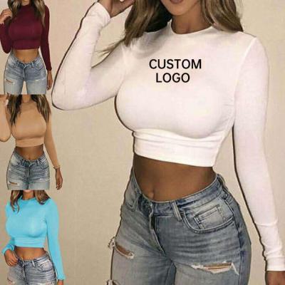 China Anti-wrinkle 2022 Short Sleeve Crop Tops Custom Logo Crop Top T Shirts Short TShirts Female Club White Women Shirts for sale