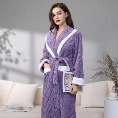 China 100% Polyester; Purple Luxury Women's Plush Baby Sleepwear Pajamas 100% Floral Pajamas Bathrobe for sale