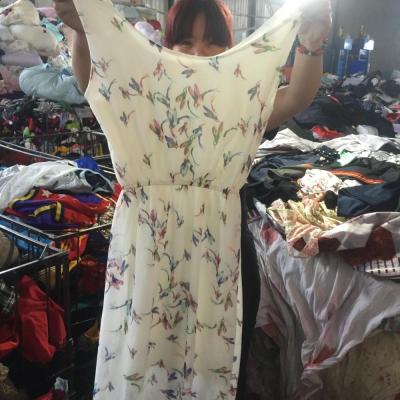 China Fashion Factory Ladies Silk Dress Summer Used Clothing For Sale for sale