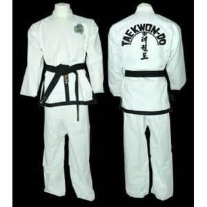 China Adult White WTF ITF Taekwondo Uniform / Clothing with Black Belt for sale