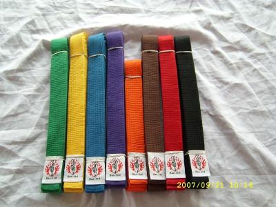 China Customized Red , Black , Yellow Taekwondo Color Belts 100% cotton for sale