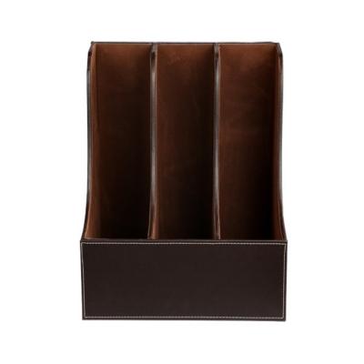 China Desk File Organizer Tray Office Supplies Leather Organizer Leather Desk Sets File Tray Organize Leather Wooden Office File Holder for sale