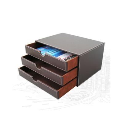 China Best China Large Paper Tray Office Storage Drawer Household Stationery Folder Holder Storage Box Office Stationery Leather Drawers for sale