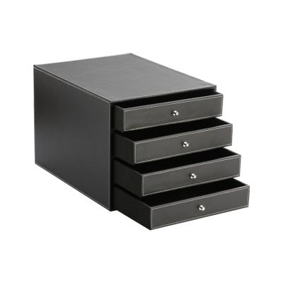 China Office Folder Tray Popular New Office Leather Storage Customized Leather File Storage Box for sale