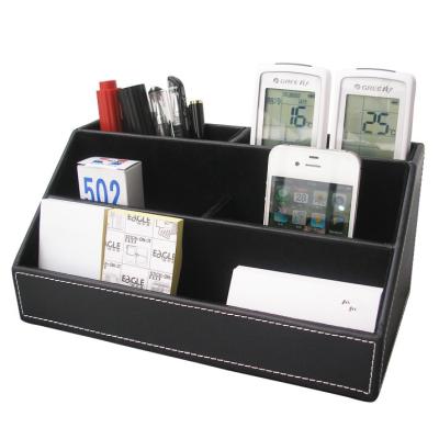 China CLASSIC Home Office PU Leather Office Stationery Multifunctional Organizer Storage Box for sale