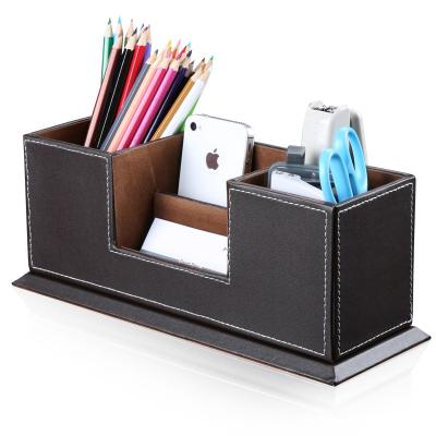 China Desk Organizer Leather Pen Holder Amazon Hot Seller Strong Matching Sizes Desk Organizer Leather Tissue Box for sale