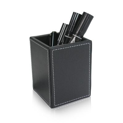 China Custom Leather Office Desk Pen Holder Cosmetic Pencil Brush Holder Storage for sale