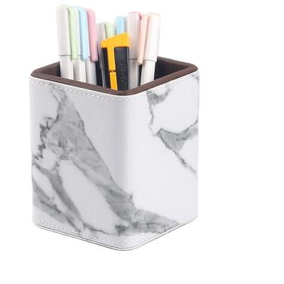 China Multifunctional Chic Pen Holder Text Customized Prinng Pen Holder Office Storage Box Leather Pen Holder for sale