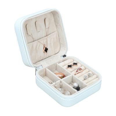 China Wood+leather hot selling PU jewelry box custom leather travel jewelry storage box with logo for sale