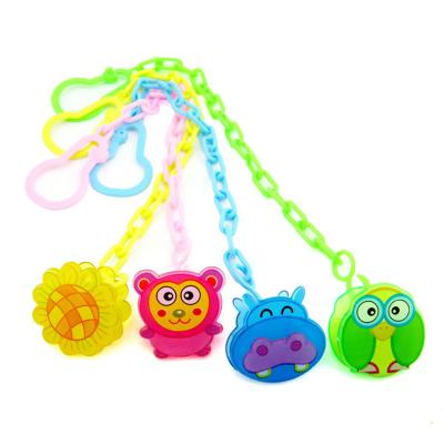 China BPA Free 4 Colors Hotsale Funny Cartoon Animal Shape BPA Free Food Grade Health PP Baby Pacifier Chain Holder Clip for sale